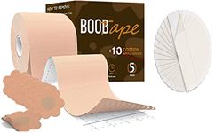 Roktry Boob Tape with 10 Nipple Pasties & 36 Fashion Tape Body Tape for Women Push Up & Lifting Breast Tape Breast Lift Bra Tape Bob Tape for Breast Lift Double Sided Tape for Clothes