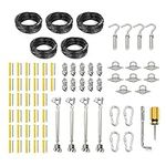 Shade Sail Hardware Kit, 77pcs Sunshade Sail Installation Kits for Triangle Rectangle Shade Canopy Awning, 304 Stainless Steel Sun Sail Hardware with Nylon Coated Cable Wire for Outdoor Garden Sails