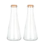 Magic Season Decorative Glass Bottles with Cork Stoppers (350 ml Tapered Bottles / 2 Pcs)