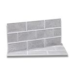 Fantasnight Grey Tile Stickers Vinyl Peel and Stick for Bathroom Kitchen 30x15cm 12Pcs Brick Self Adhesive Wall Tile Waterproof Tiles Stick on Tile Backsplash for Living Room