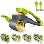 Pawchop Cheese Grater, Handheld Rotary Grater with 4 Stainless Steel Drum Blades, Easy Clean Kitchen Vegetable Shredder Slicer for Kitchen Garlic Ginger Cheese Chocolate Nuts Carrot, Send 2 Handles