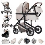 Gcarebb - 3-in-1 Pushchair - City Pushchair with Car Seat - Folding Pushchair with Adjustable Handle Height - Combined Pushchair with High Landscape Aluminium Frame - Suitable for 0-4 Years Old