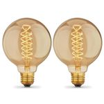 ktjes Edison Light Bulb E27 40W Dimmable Filament Light Bulbs, Vintage Retro ES Screw Edison Bulb Old Fashioned Globe Bulb Decorative Light Bulb Incandescent Bulb, Pack of 2