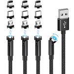 540° Rotating Magnetic Charging Cable (4 Pack 3/3/6/6ft) USB C Magnetic Phone Charger Cable 3 in 1 2.4A Fast Charge Cord for iPhone Samsung Moto Oneplus Android Tablet TWS Earbuds Gamepad