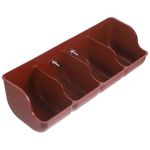 Angoily 4-Compartment Pig Feeder, Mountable Plastic Feed Trough, Hanging Feed Trough Feeding Accessories for Goat, Pigs, Livestock Feeding (Brown)