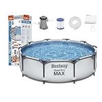 Bestway BW56408GB Steel Pro Max Swimming Pool with Pump, Blue, 10 ft x 30-Inch Round Frame Swimming Pool with Filter Pump, 4678 liters, Steel Pro Max, 30 Inch Deep, 10 ft