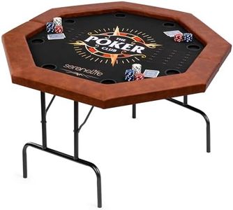 SereneLife 84” Poker Table- 8 Player Octagonal Foldable Cardboard Leisure Game Table, Casino Style, with Water-Resistant Cushioned Rail, w/ 8 Cup Holders