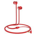 Betron B750 in Ear Headphones Earphones Wired with Microphone Volume Control HD Bass Noise Isolating Earbud Tips Tangle Free Cable Red