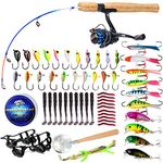 Sougayilang Ice Fishing Rod and Reel Combo with Complete Kit, Include Ice Jig and Ice Fishing Accessories, Spinning Ice Fishing Reel Combos-25'' ML ice Fishing Combo