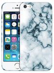 Glisten - iPhone 5 Case, iPhone 5s Case, iPhone SE 1st Gen Case - Abstract-White-Marble Printed Cute, Slim & Sleek Plastic Protective Designer Back Phone Case/Cover for iPhone 5 / 5s / SE 2016.