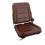 Cozyel PVC Forklift Seat Suspension Tractor Seat with 140° Adjustable Back | Brown | Fits Excavator Forklift, Tractor, Skid Loader, Backhoe Dozer Telehandler Heavy Mechanical Seat Brown