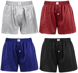 LilySilk 4PACK Mens Silk Boxers Breathable Real Mulberry Silk Underwear Silk Sleep Pajama Shorts Combo Pack Lounge Bottoms Black+Blue+Red+Grey M