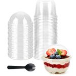 Hniuyun 50 Pack 8 oz Plastic Dessert Cups with Dome Lids and Spoons, Mini Parfait Cups, Clear Dessert Container for Cupcakes, Pudding, Yogurt Fruit, Mousse, and Ice Cream