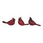 Comfy Hour Joyful Holiday Collection Standing Red Cardinals Figurine, Set of 3, Ideal Winter Christmas Decoration, Polyresin