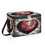 Heart Baseball Insulated Lunch Box Men Women Colorful Baseball Leakproof Soft Cooler Tote Large Lunch Pail Cooler Meal Prep Picnic Food Bag for Travel Picnic Beach