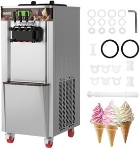 GarveeTech 2+1 Flavors 2600W Commercial Soft Ice Cream Machine, 11.0-12.2 gal/H Soft Serve Ice Cream Maker w/LED display, Self-Cleaning, High Productivity Equipment for Restaurant & Snack Bar, 220V