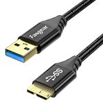 Fasgear USB 3.0 to Micro B Cable - 6ft/1.83m Nylon Braided 5Gbps Charging and Syncing for Galaxy Note 3, Hard Drive, Mobile Hard Disk (6ft, Black)