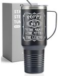 Onebttl Grandpa 40oz Tumbler with Handle, Presents from Grandkids for Father's Day, Christmas, Birthday, Retirement, Stainless Steel Mug with Lid & Straw - Poppy Gifts