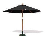 Jati Umbra 3.5m Wooden Garden Parasol with Cover (Black) - Octagonal, Double-Pulley, 2-Part Pole