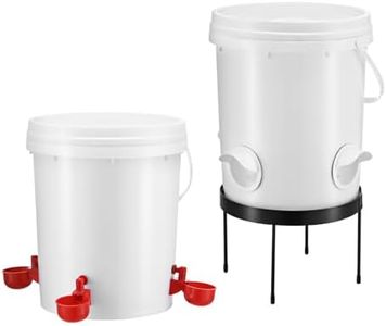 Pet Scene Chicken Feeder Waterer Set, 20L Raised Stand Auto Water Food Dispenser for Chook Hen Chick Poultry, with Drinker Cup, PVC Feeding Port