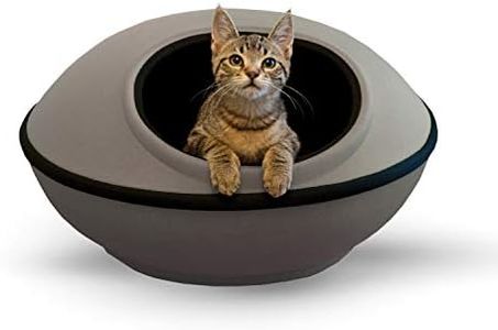 K&H Pet Products Thermo-Kitty Mod Dream Pod Cat Bed for Large Cats, Indoor Cat Cave, Cat Mat Hideaway for Small or Large Cats and Kittens, Unheated Gray/Black 22 Inches