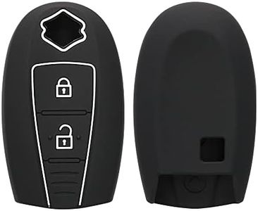 kwmobile Key Cover Compatible with Suzuki Sport 2 Button Car Key Keyless Go - Soft Silicone Car Key Fob Holder Protector Case - Black/White