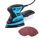 KATSU Tools Detail Sander, 200W Multi Sander for Wood with Dust Collector and 20X Sanding Pads, Electric Palm Sander for Home Decoration Furniture Finishing 100174