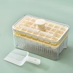 UMAI 2 Layer Ice Cube Trays with Storage Box & Ice Scoop | 56 Compartments | One Press Demolding | Ice Cubes for Whiskey Cocktails Mocktails Soft Drinks | BPA Free | Beige