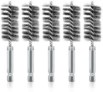 ASNOMY 5Pcs 7/8" Stainless Steel Bore Brush Set, Stainless Steel Bristles, Twisted Knotted, for Power Drill Cleaning