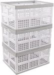 Drephia 30 L Plastic Folding Storage Utility Crates, Collapsible Storage Bins Milk Crates, 3 Packs