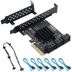 BEYIMEI Port PCIe 4X 6SATA Card, with 6 SATA Cables and Low Profile Bracket, 6 Gb/s SATA Controller PCIe Card, Support 6 SATA 3.0 Devices, Desktop Built-in Adapter Converter