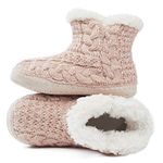 MaaMgic Womens Fuzzy Slipper Bootie Cozy Slipper Socks with Grippers for Home Girls Slippers,2-Pink,7-8