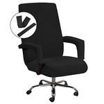 H.VERSAILTEX Office Chair Cover Black - Protective & Stretchable Universal Chair Covers Stretch Rotating Chair Slipcover Lycra Jacquard Computer Office Chair Cover, Machine Washable, Oversized