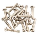 Musiclily Basic 3.5x20mm Metal Metric Thread Strat Style Single Coil Pickup Mounting Screws for Stratocaster ST Electric Guitar, Nickel(Set of 20)