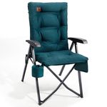 EVER ADVANCED Luxury Camping Chairs for Adults Heavy Duty High Back Oversized Folding Garden Chair Comfy Padded 6cm Loadable 150kg Camp Adjustable Dining Chairs 4-Position Recliner Deck Green