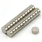 Magnetron 14415668 N52 Neodymium Cylinder Refrigerator Magnets, 6 mm x 3 mm, 1/4 "x 1/8", 30 pieces