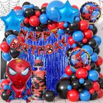 Rozi Decoration Spider Theme Birthday Decorations Backdrop for Boys Birthday Decorations, Girls, Kids Birthday Parties, Spider Theme Balloons For Birthday Decorations Pack of 54 Pcs