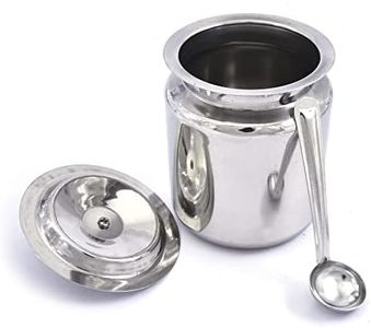 KSJONE Stainless Steel Oil and Ghee Container for Kitchen I Multipurpose Oil Container with Lid I Capacity of 400 ml