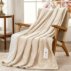 GOTCOZY Heated Electric Throw Blanket 50''X60'', Beige