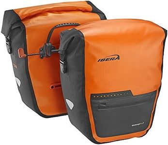 Ibera Bike Bag Panniers For Bicycles 30L (Pair) Waterproof -Bike Panniers PakRak Clip-On Quick-Release - Bike Saddle Bags For Rear Rack with Rain Cover - Pannier Fits Most Bicycle Racks (Orange)