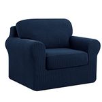 subrtex 1-Seater Sofa Cover with Separate Cushions and Backrests Covers, 3 Pieces Stretch Sofa Slipcover Armchair Cover Replacement Furniture Protector (Chair, Navy)