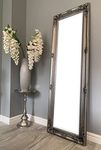 DOWNTON INTERIORS Tall Antique Silver Full Length Dressing Wall Mirror with Bevelled Glass - Overall Size: 142 cm x 47 cm