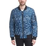 Levi's Men's Quilted Puffer Bomber Jacket, Blue Bandana Print, S