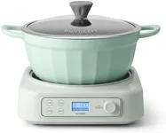 BUYDEEM 5-in-1 Slow Cooker 4.7QT, Multi-Cooker with Removable Nonstick Stockpot, Two Temperature Controls, Customized Time Settings, Auto Keep Warm for 2H, Cozy Greenish