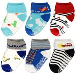 Baby Socks with Grippers,Thick Terry Socsk 6 Pairs Non Slip Toddler Warm Socks for 0-3 Yeas Infant Boys Girls(#2 Baby Boys- 6 Pairs,6-12 Months)