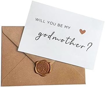 Joyfulmap Will You Be My Godmother Card, Be My Godmother Card with Kraft Envelope and Wax Seal, Elegant Line Lettering Printed on Heavyweight Card Stock,Godmother Proposal Cards