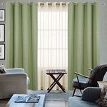 HOMEMONDE Sheer Blackout Set of 4 - Long Door Curtains 8 Feet Balcony, Living Room, Bedroom Solid Curtain Drapes (Avacoda Green & Beige - 96 Inches)