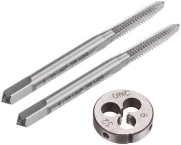 uxcell 3pcs Tap and Die Set, 6-32 UNC Thread Tap & Round Die, Tapping Threading Tool Tap & Die Kit for Nut Screw Bolt Thread Repair