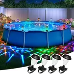 SUNCKET Solar Pool Lights for Framed Above Ground Pools, Waterproof Lights at Night Backyard Pool Accessories, RGB Color Light for Frame Swimming Pools, 4 Pack