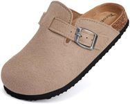 Torotto Kids Suede Clogs Cork Footbed Toddler Slippers with Arch Support & Adjustable Straps for Boys Girls Indoor & Outdoor (JC-Apricot, 35)